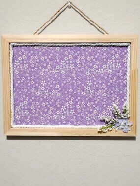 Lilac Purple Decorative Message Bulletin Cork Board 9"x12" Light Wood Frame